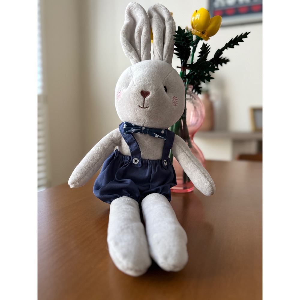 Spark Create Imagine Bunny Plush 12.5" Navy Suspenders Bow Tie Easter Rabbit